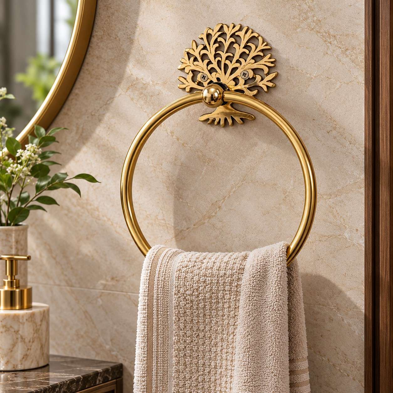 Vintage brass hand towel ring wholesale - Laxmi Handicraft